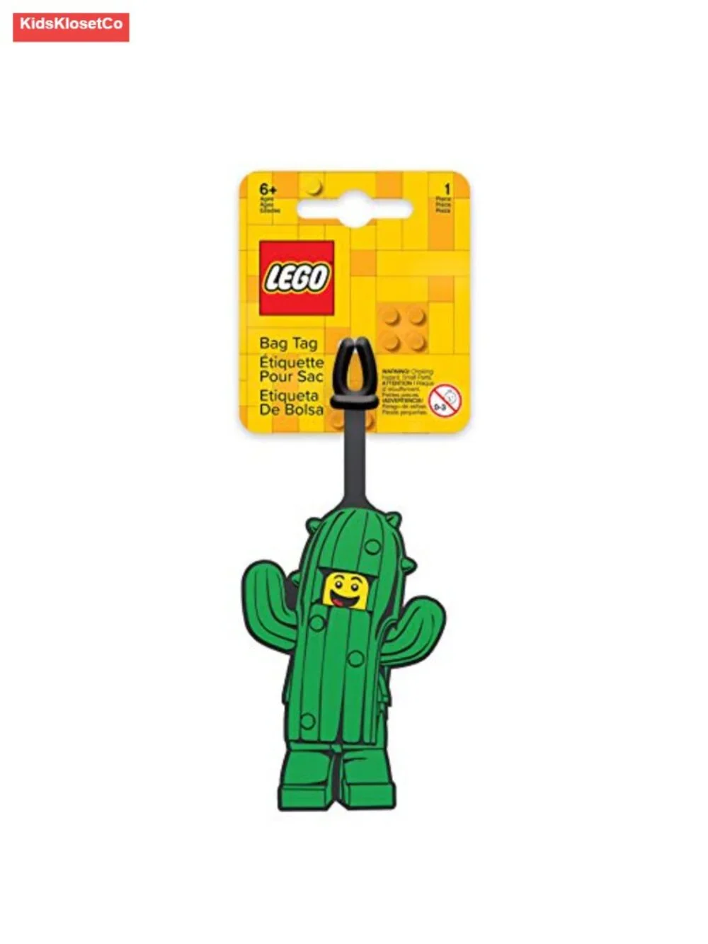 LEGO Silicone Luggage Tag - Cactus Boy, Flexible Bag ID Holder